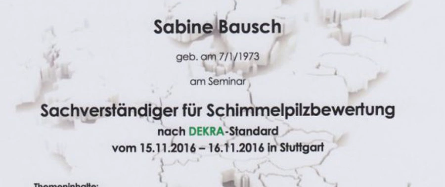  Sabine Bausch – Sachverständiger für Schimmelpilzbewertung